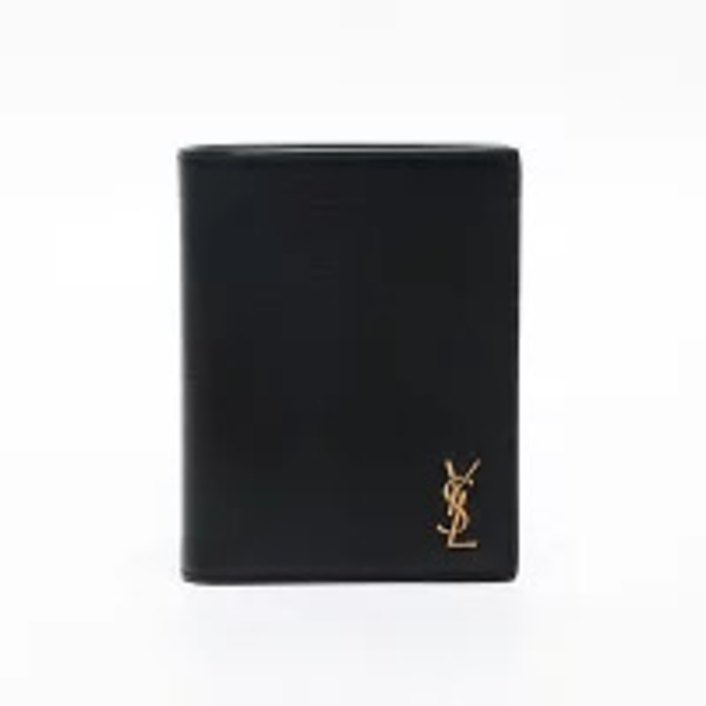 Saint Laurent Yves Cassandra Credit Card Wallet Bi fold Black
